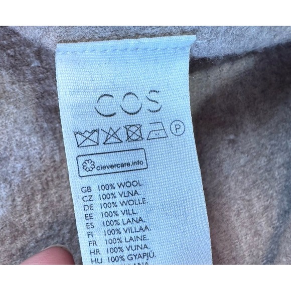 COS Women's Beige Tan Full Zip Wool Sweater Jacket Size Small Quiet Luxury - Picture 5 of 6